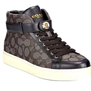 Coach Ray Outline High Top Sneakers style in black smoke  #Q7838